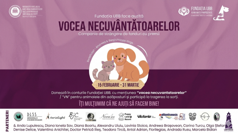 Campania de strângere de fonduri cu premii „Vocea necuvântătoarelor” se va desfășura în perioada 15 februarie 2026 – 31 martie 2026