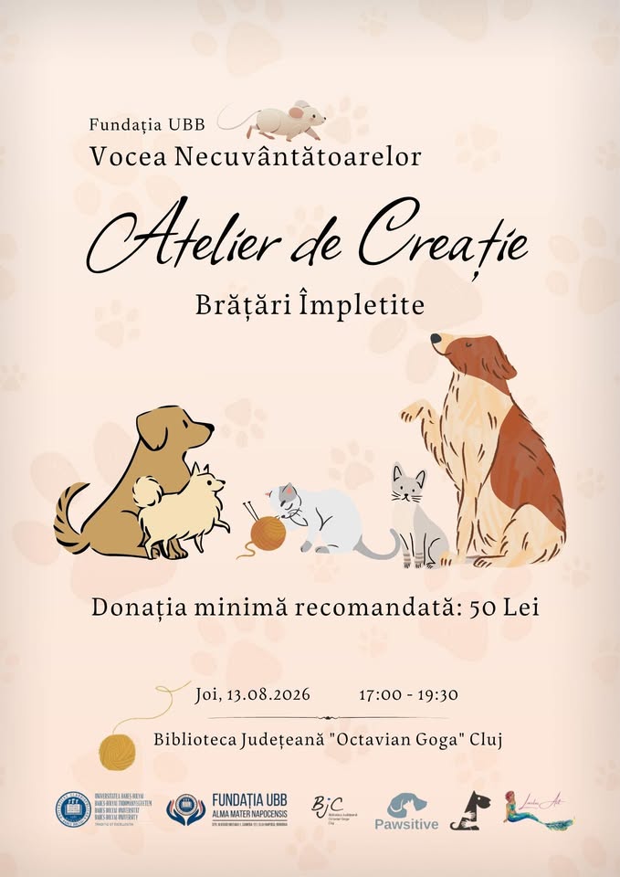 O nouă inițiativă a campaniei „Vocea necuvântătoarelor”: atelier creativ de împletit brățări pentru sprijinirea animalelor fără stăpân